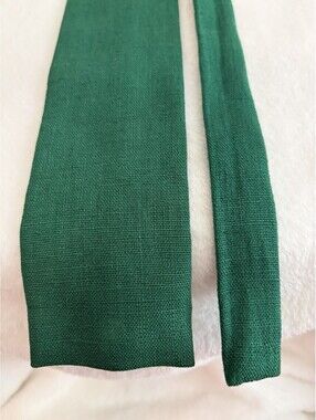 Vintage 60s 70s Rooster Moygashel 100% Irish Linen Square Green Neck Tie EUC